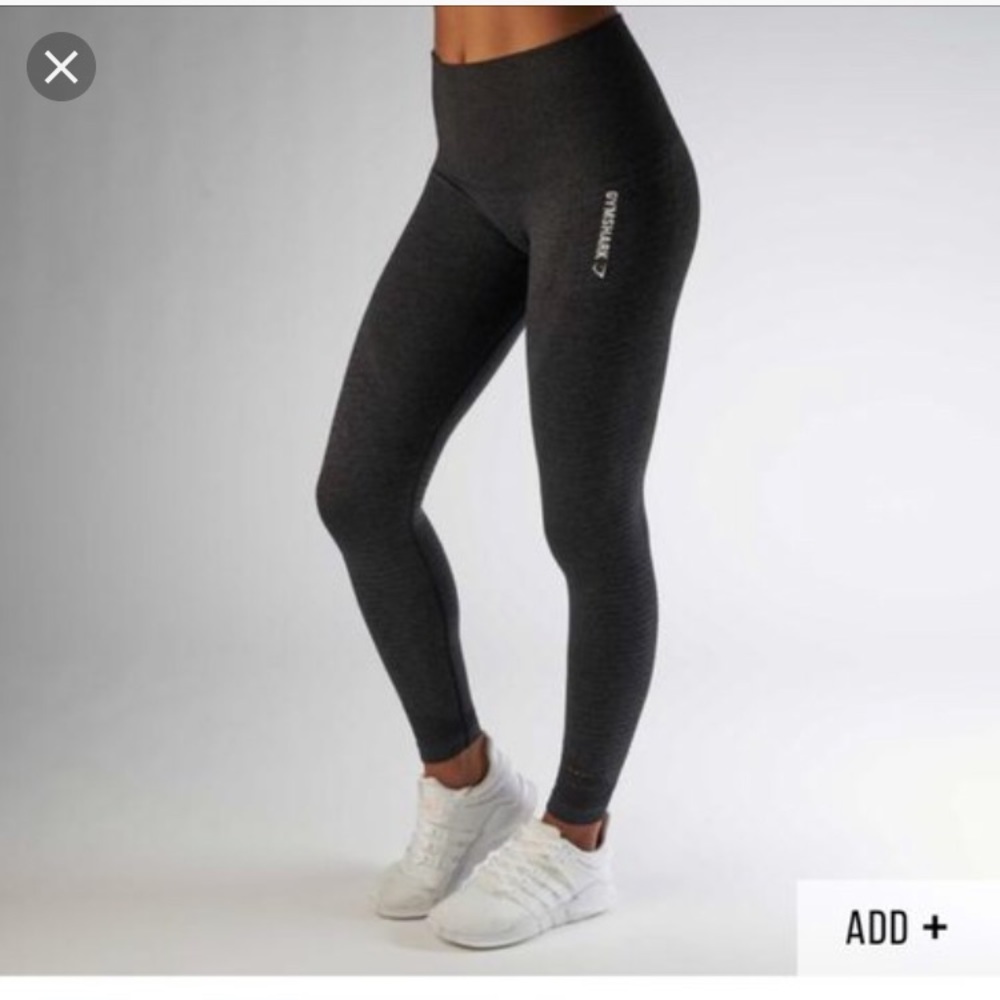 Gymshark seamless high waisted dark grey leggings.